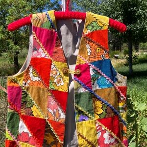 Stunning handmade patchwork embroidered waistcoat vest true vintage